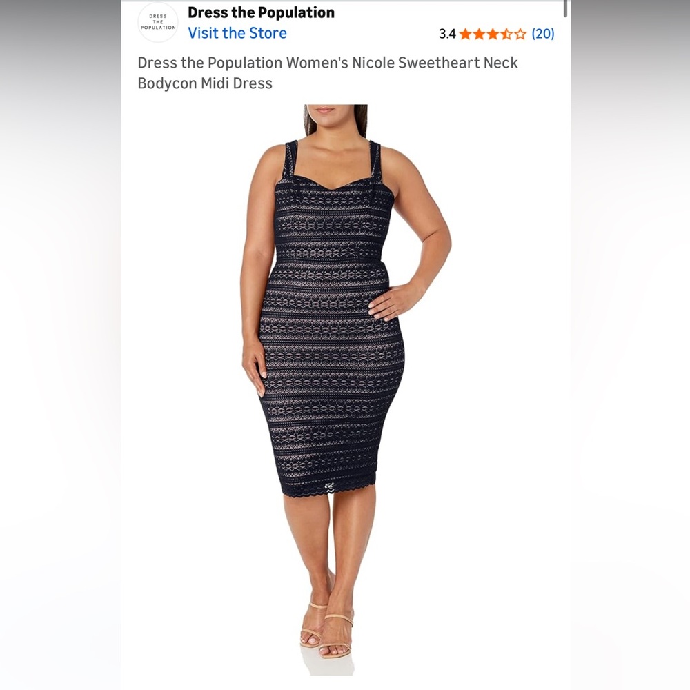 Dress the Population Women's Nicole Sweetheart Neck Bodycon Midi Dress black sm